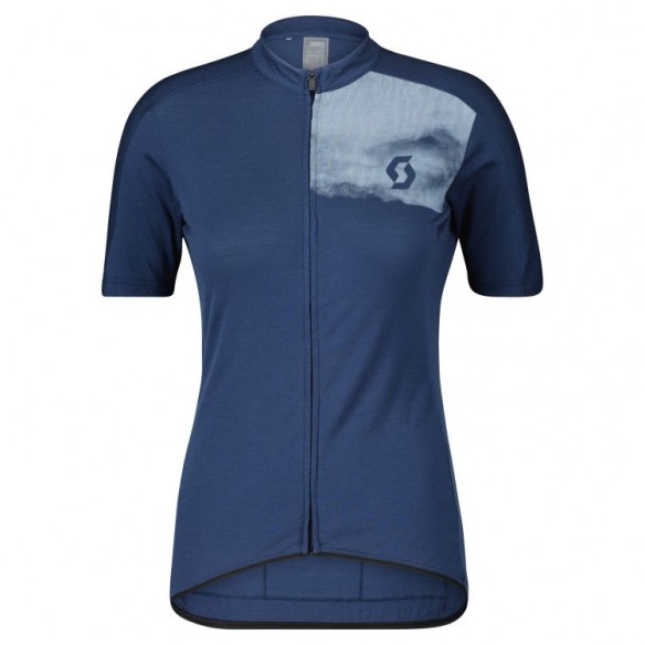 Maillot Ws Gravel Merino Ss Midnight Blue Glace Blue