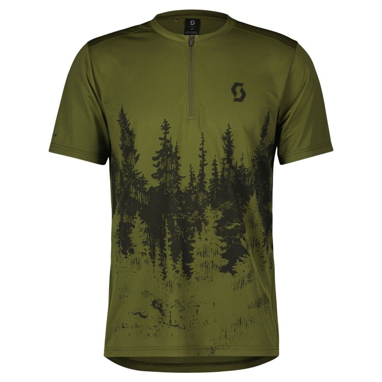 Maillot Ms Trail Flow Zip Ss Fir Green/Black