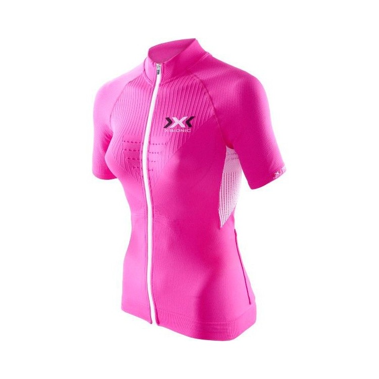 Maillot M/C Full Zip Bike The Trick Evo Mujer Rosa/Blanco X-Bionic