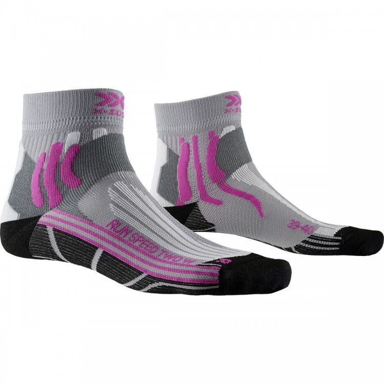 Calcetín Run Speed Two Mujer Pearl Grey/Opal Black X-Bionic