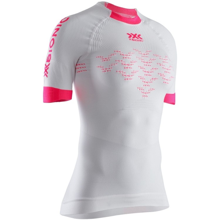 Camiseta M/C The Trick G2 Run Mujer Arctic White/Neon Flamingo X-Bionic