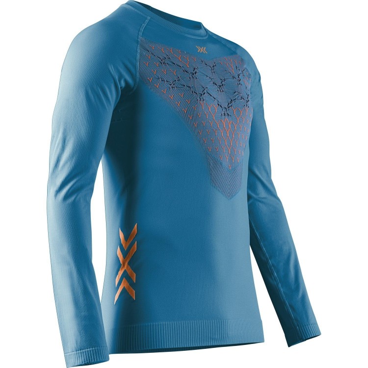 Camiseta M/L Twyce Run Hombre Mineral Blue/Orange X-Bionic